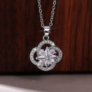 🌸Flower Hollow Romantic 925 Silver Plated Pendant Necklace for Women, MARR9014